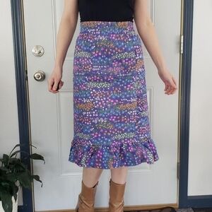 Floral Blue Midi Skirt